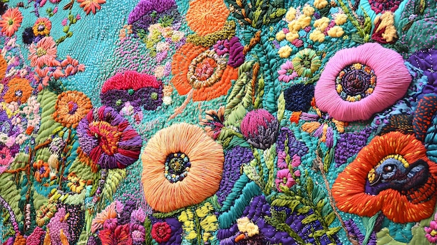 Farebná vyšívaná tapiséria